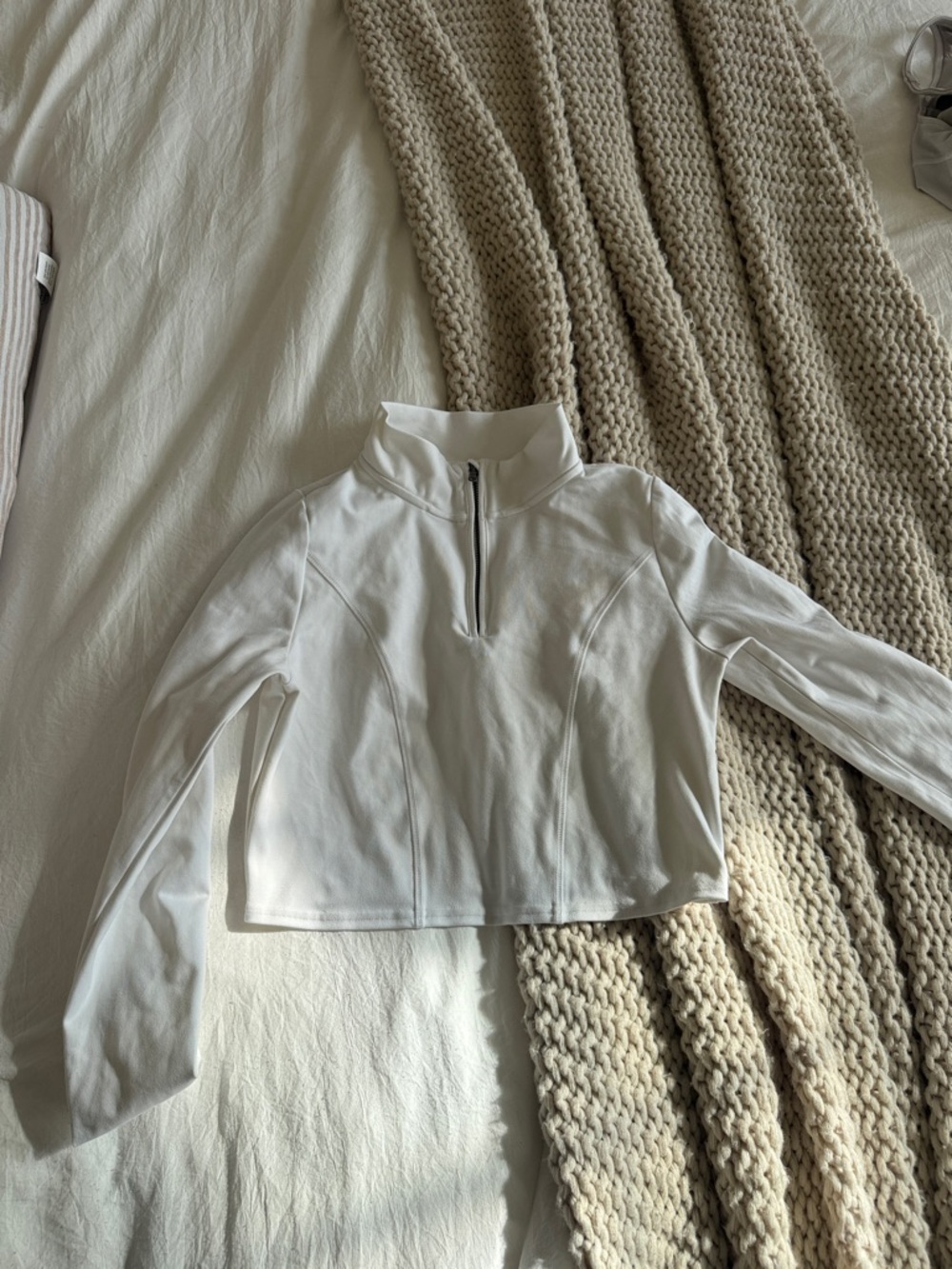 White Half-Zip Pullover